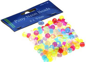 PonyPerlen Kunststoff Grossloc Neon Beads 6x9mm 30g